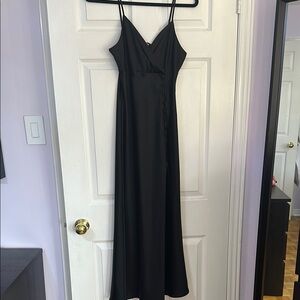 Zara Satin Black Slip Dress